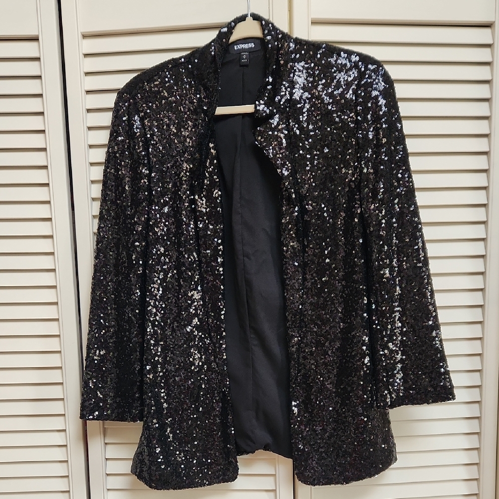 Express Black Sequin Blazer for Special Occasions